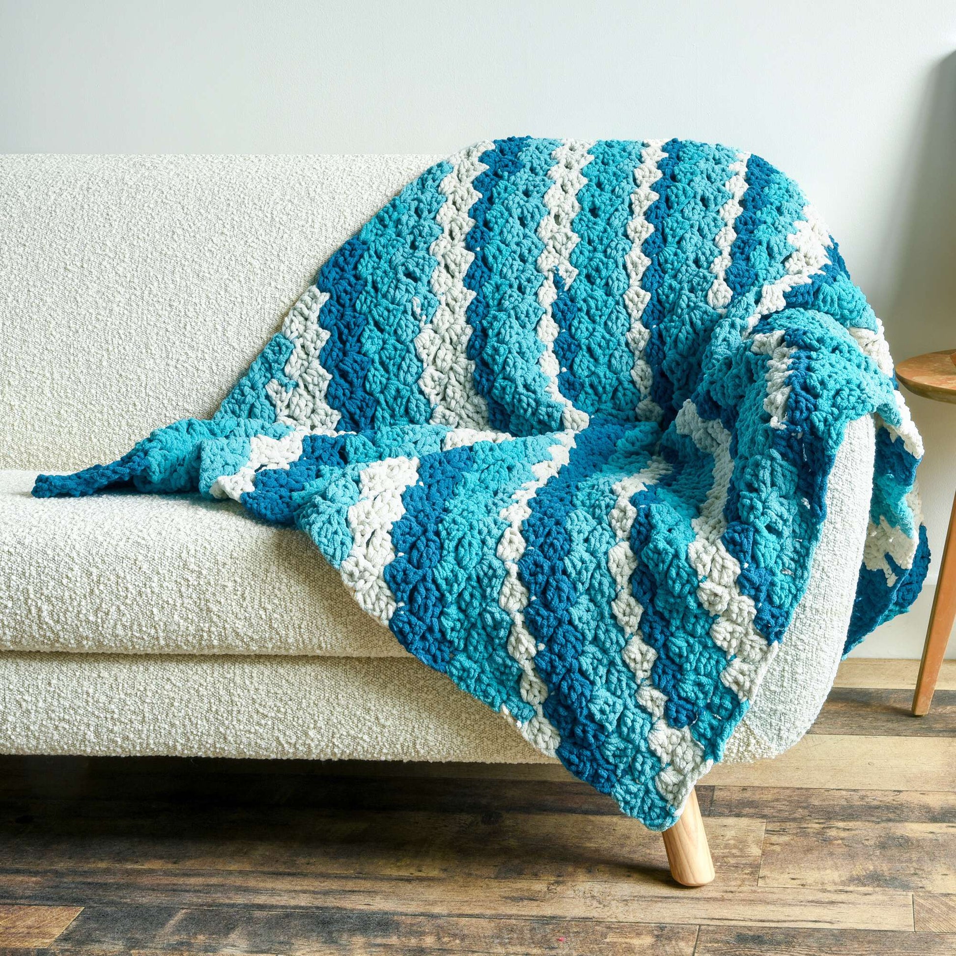 Free Bernat Striped C2C Crochet Blanket Pattern
