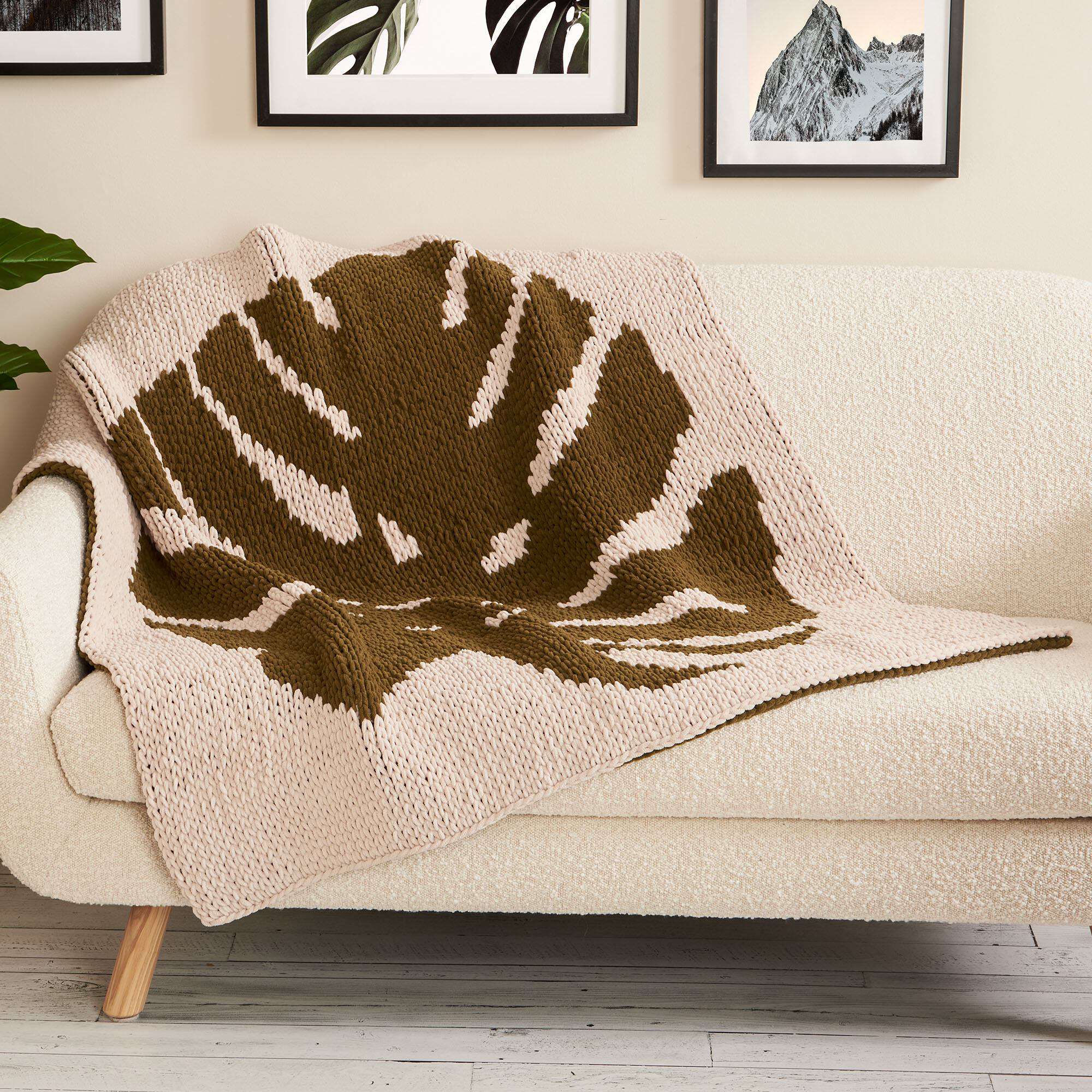 monstera bliss blanket Free Easy Bernat EZ Graph It Monstera Leaf Blanket Craft Pattern