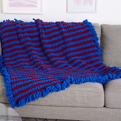 Bernat Craft EZ Stripes & Loopy Edge Blanket Craft Blanket made in Bernat Blanket EZ yarn