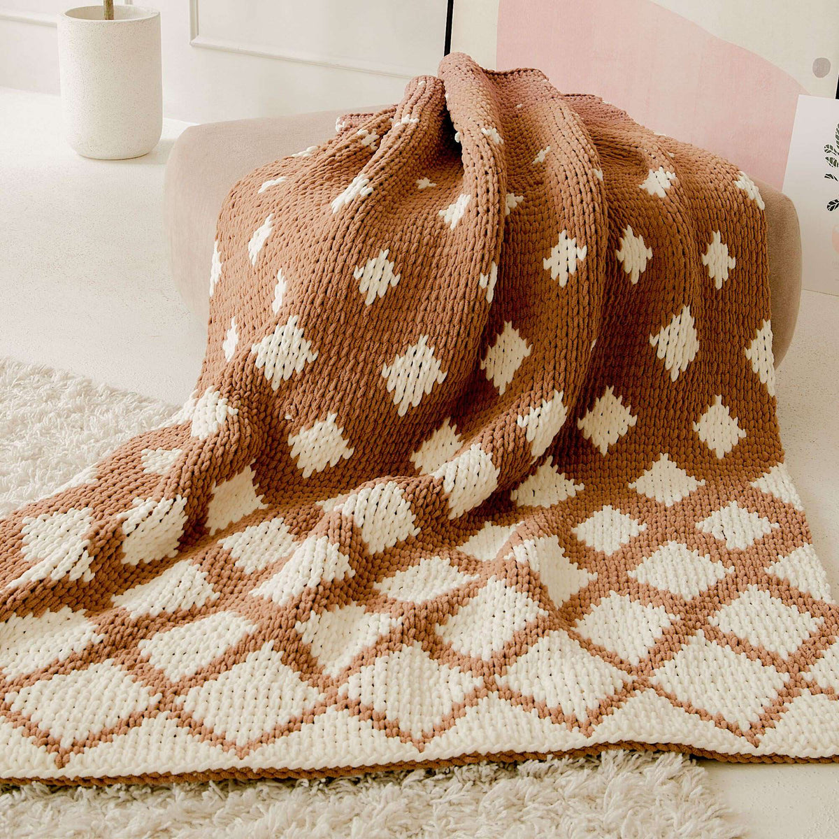 Craft Blanket made in Bernat Blanket EZ Graph-it yarn