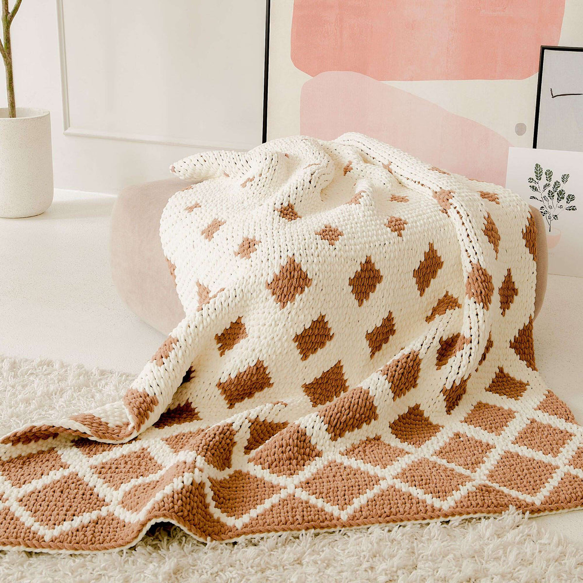 Craft Blanket made in Bernat Blanket EZ Graph-it yarn