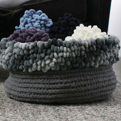 Bernat Alize EZ Loopy Edge Crochet Basket Craft Basket made in Bernat Blanket-EZ yarn