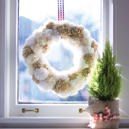 Bernat Craft Pompom Wreath Craft Holiday made in Bernat Softee Chunky yarn