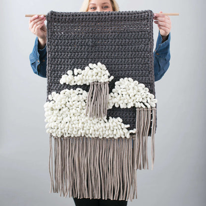 Bernat Alize EZ Cloudy Sky Crochet Wall Hanging Craft Interior Décor made in Bernat Blanket-EZ yarn