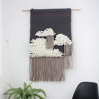 Bernat Alize EZ Cloudy Sky Crochet Wall Hanging Craft Interior Décor made in Bernat Blanket-EZ yarn