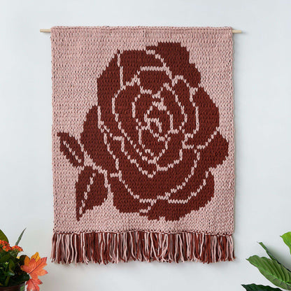 Bernat Craft EZ Graph It Rose Wall Hanging Craft Wall Hanging made in Bernat Alize Blanket EZ Graph-it yarn