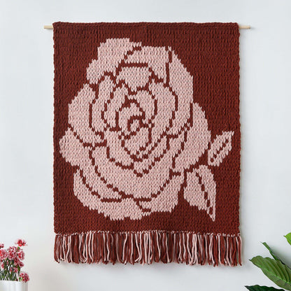 Bernat Craft EZ Graph It Rose Wall Hanging Craft Wall Hanging made in Bernat Alize Blanket EZ Graph-it yarn
