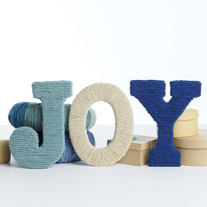 Bernat Craft Holiday Joy Letter Art Craft Accessory made in Bernat Blanket O'Go yarn