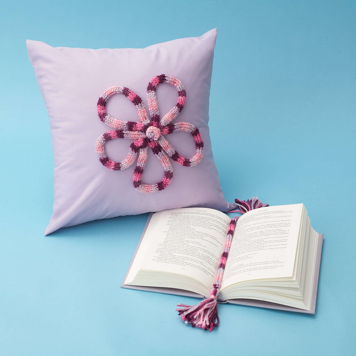 Craft Pillow made in Bernat Satin yarn