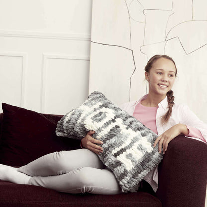 Bernat Craft EZ Intarsia Home Pillow Craft Pillow made in Bernat Blanket-EZ yarn