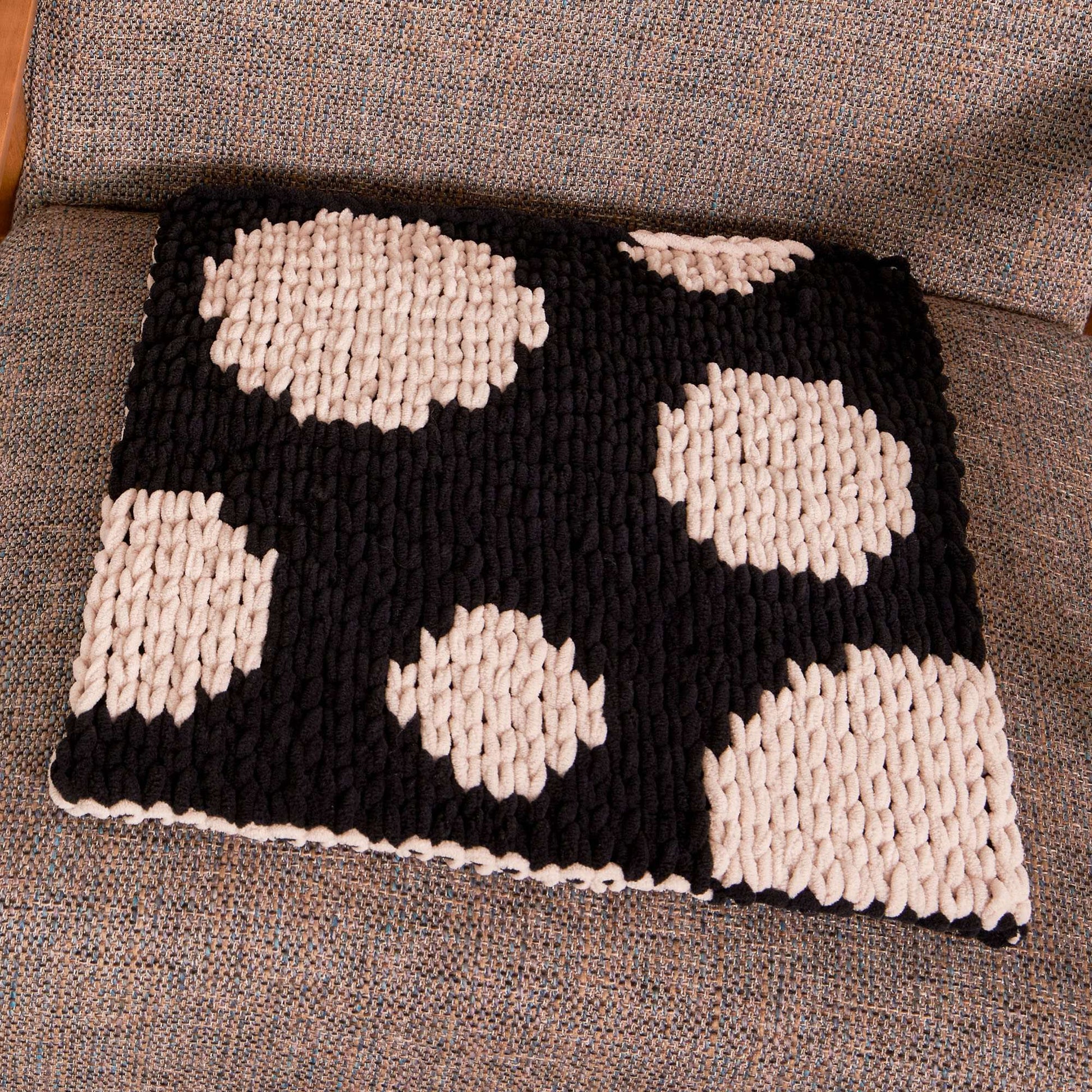 Bernat EZ Graph It Polka Dot Chair Pad Craft Pillow made in Bernat Alize Blanket EZ Graph It yarn