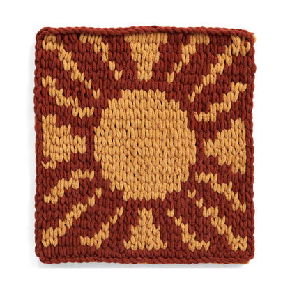 Bernat Craft EZ Graph It Sunshine Chair Pad Craft Pillow made in Bernat Alize Blanket EZ Graph It yarn