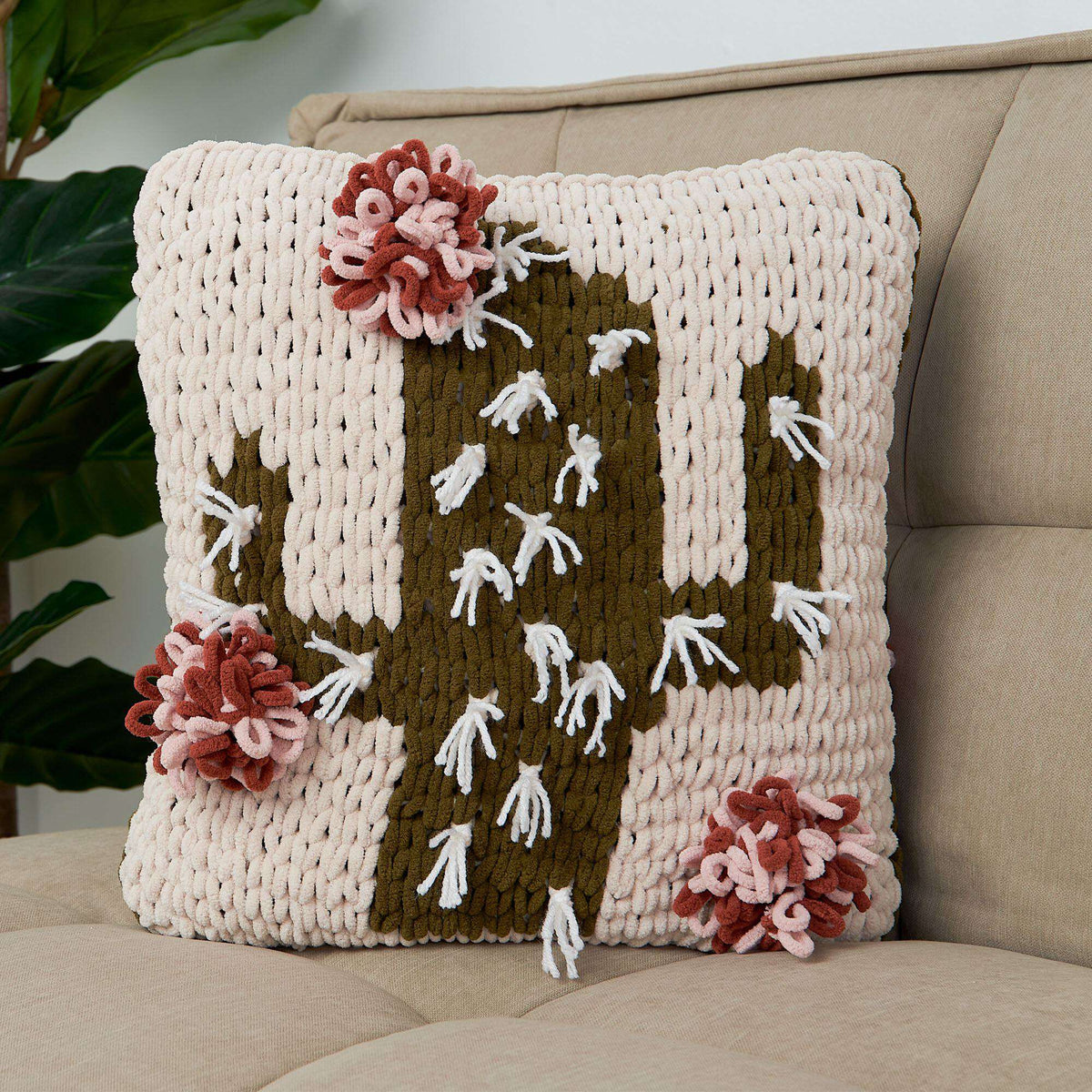 Craft Pillow made in Bernat Alize Blanket EZ Graph-it yarn