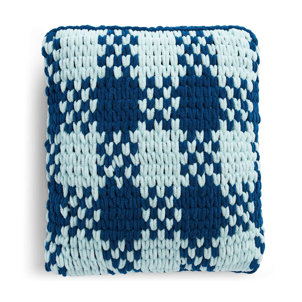 Craft Pillow made in Bernat Alize Blanket EZ Graph-it yarn
