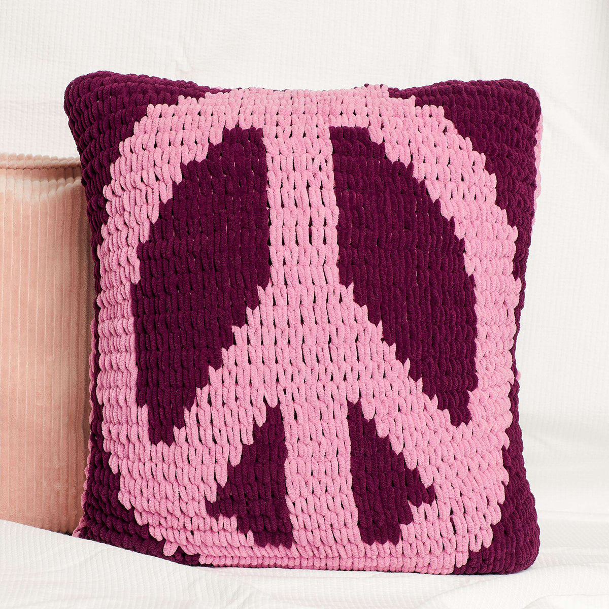 Craft Pillow made in Bernat Alize Blanket EZ Graph-it yarn