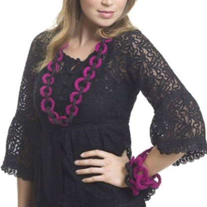 Caron Crochet Rings Around Necklace & Bracelets Crochet Accessory made in Caron Simply Soft yarn