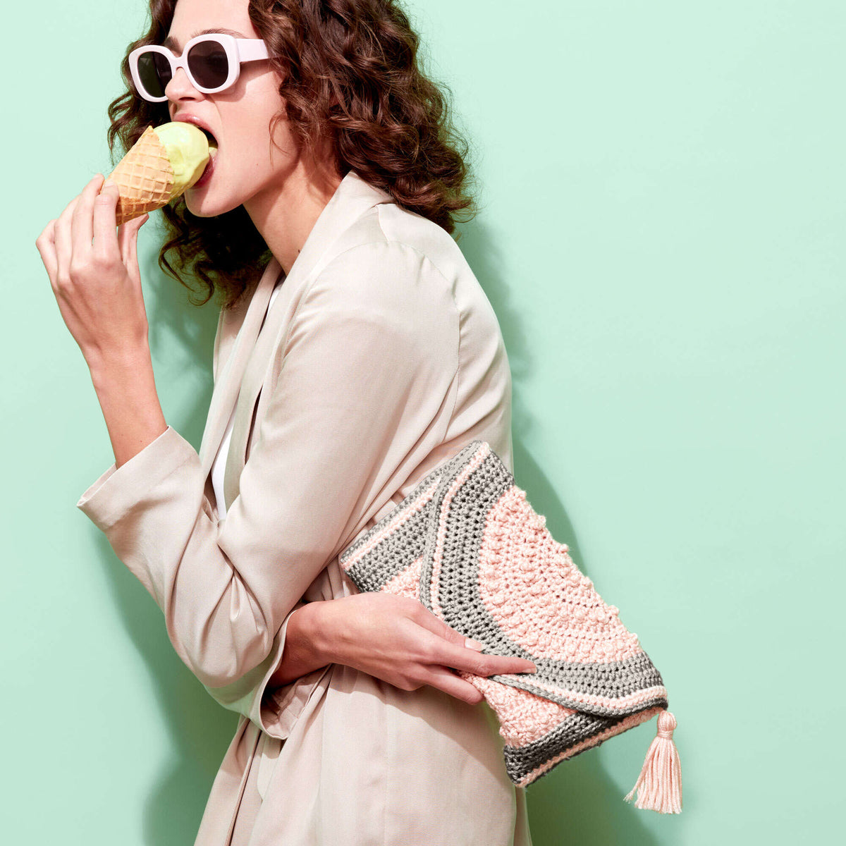 Crochet Bag made in Caron Pantone Bamboo yarn