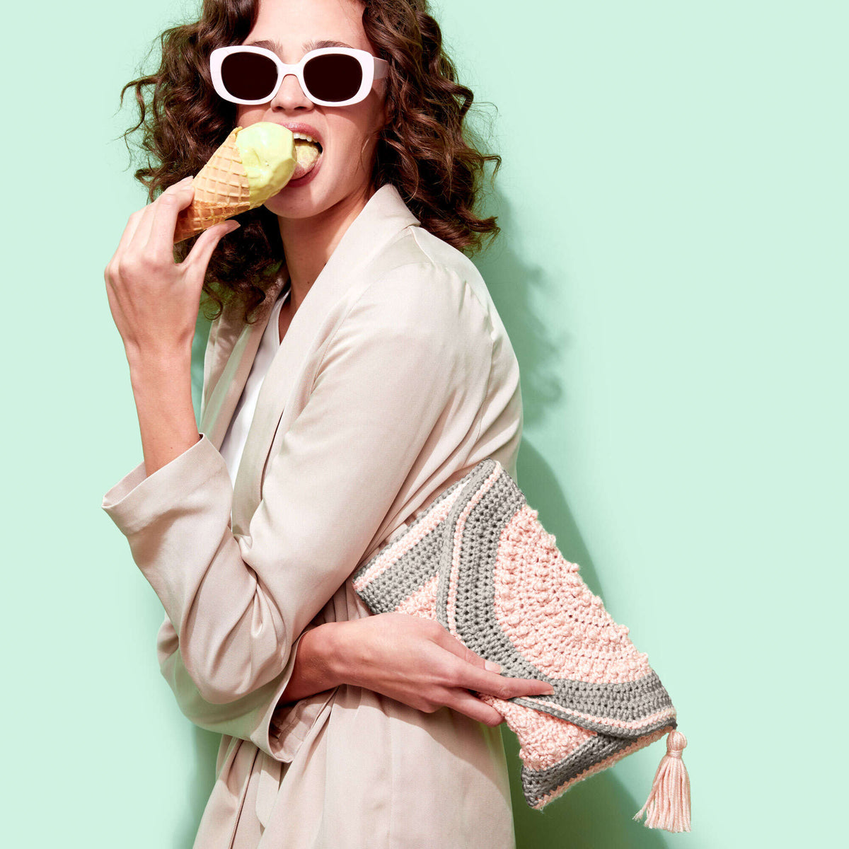 Crochet Bag made in Caron Pantone Bamboo yarn