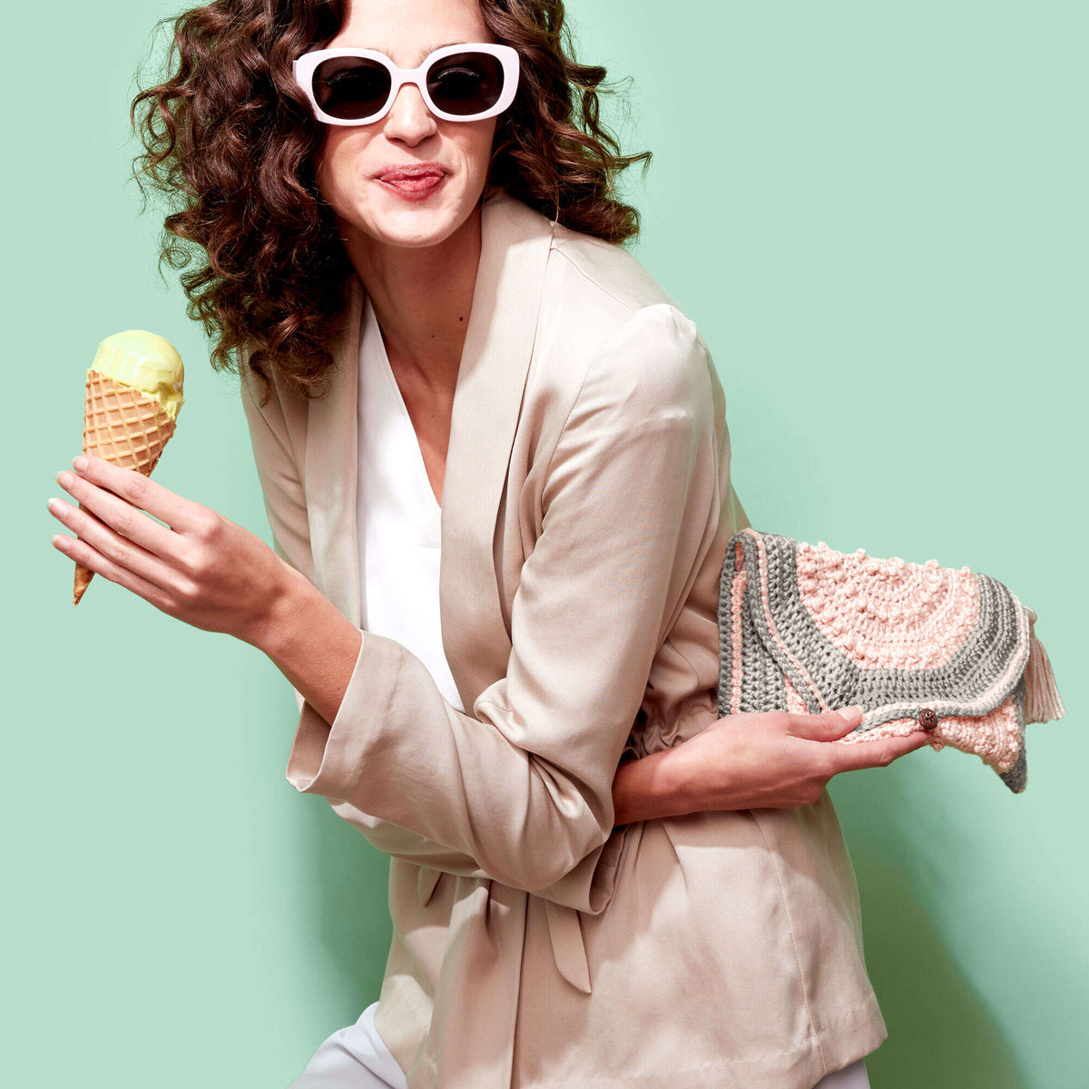 Crochet Bag made in Caron Pantone Bamboo yarn