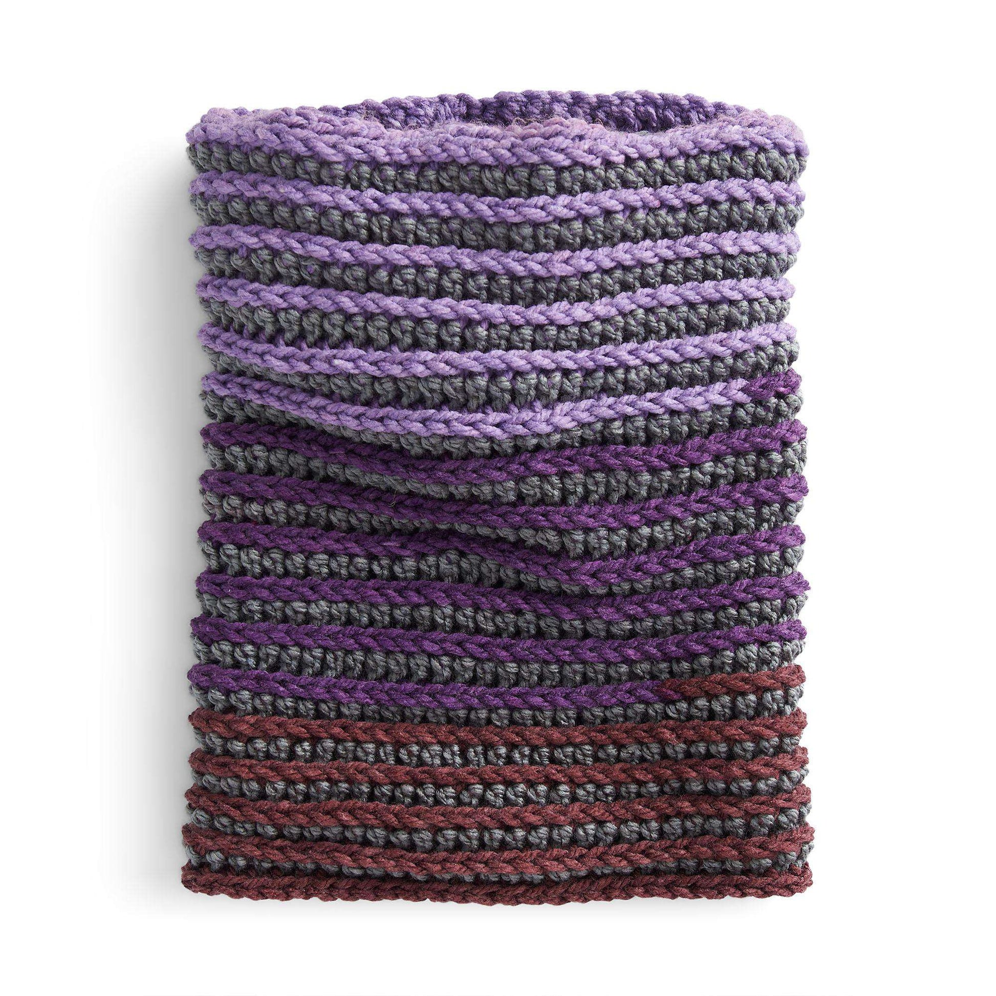 Free Caron Crochet Reversible Ridges Cowl Pattern