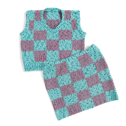 Caron Crochet Check Me Out Vest & Skirt M