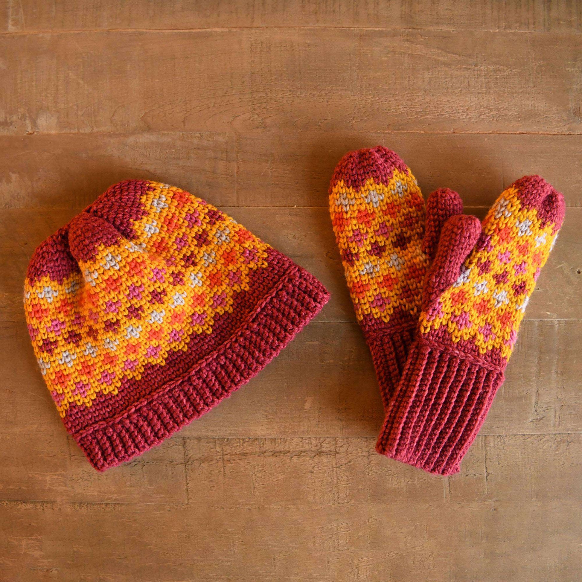Free Caron Shannon Crochet Hat & Mitt Set Pattern