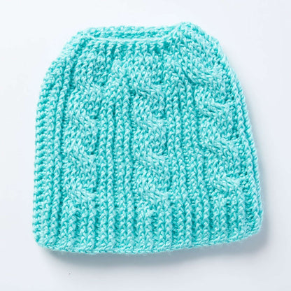 Caron Twist Stitch Messy Bun Crochet Hat Caron Twist Stitch Messy Bun Crochet Hat Pattern Tutorial Image
