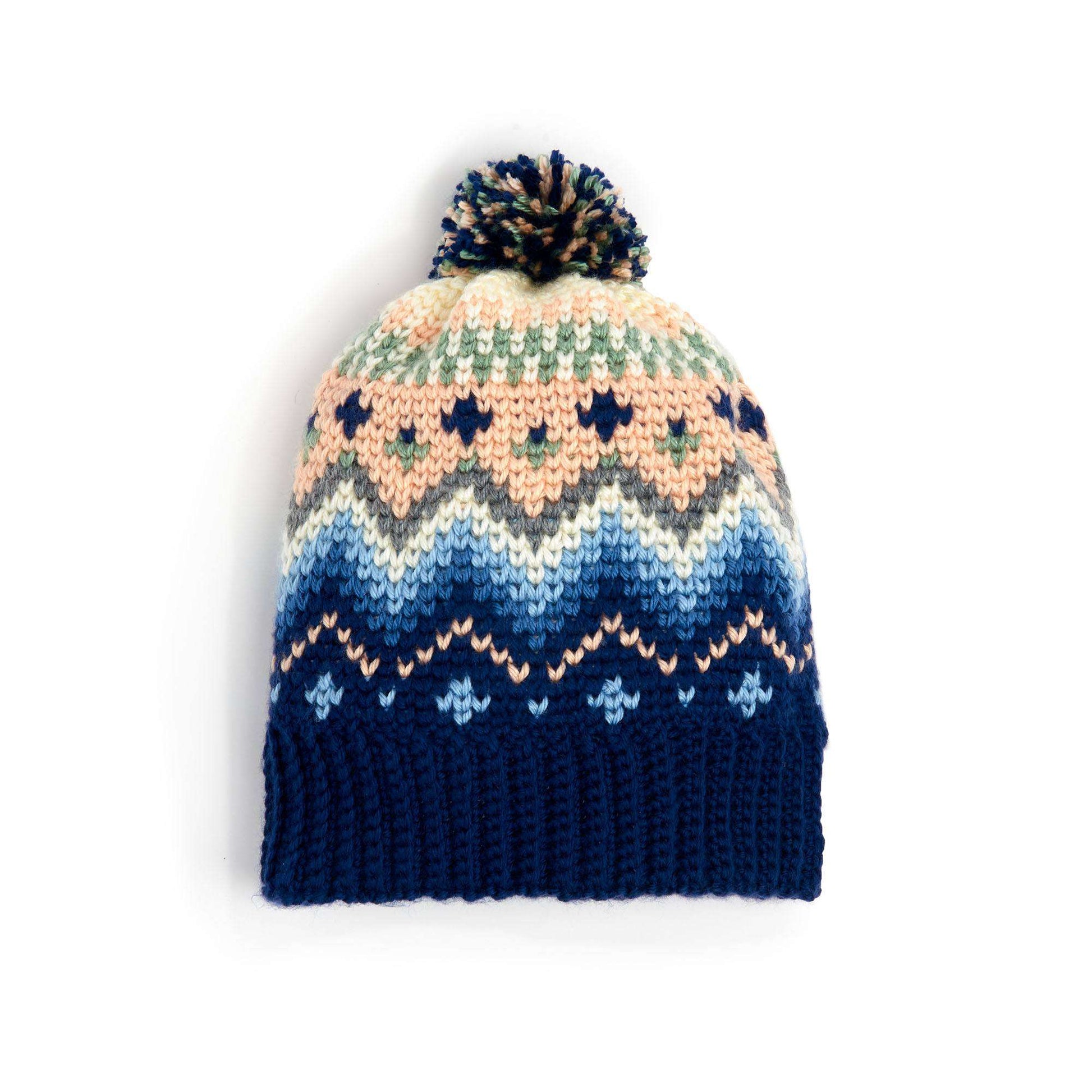 Caron Crochet Fair Isle Hat Single Size