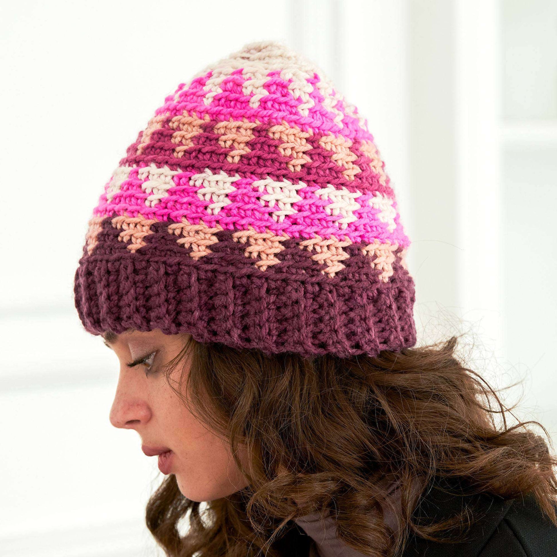 Free Caron Triangle Valley Crochet Hat Pattern