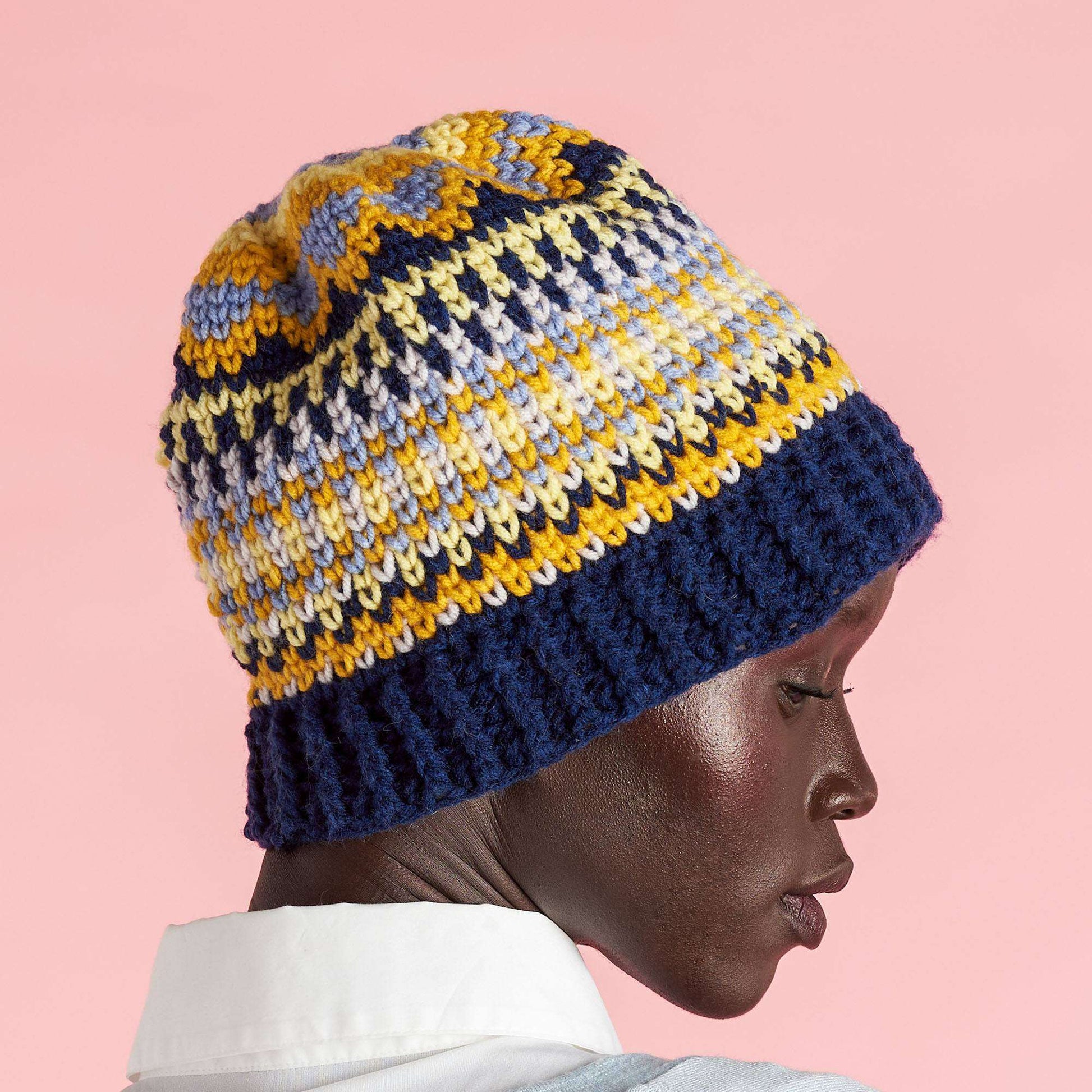 Caron Crochet Colorwork Hat Single Size