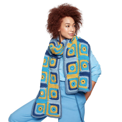 Caron X Pantone Log Cabin Blocks Crochet Scarf Single Size