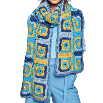 Caron X Pantone Log Cabin Blocks Crochet Scarf Single Size