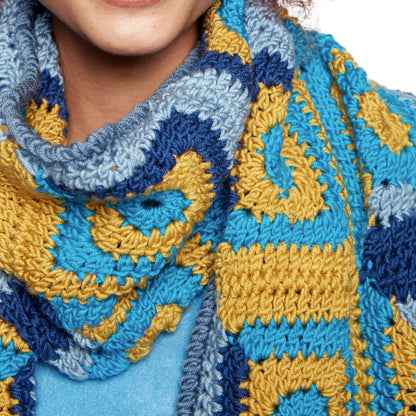 Caron X Pantone Log Cabin Blocks Crochet Scarf Single Size