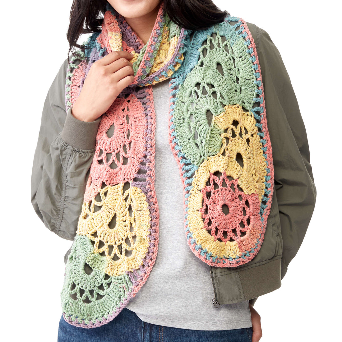 Caron Cakes Calico Flowers Crochet Scarf Yarnspirations