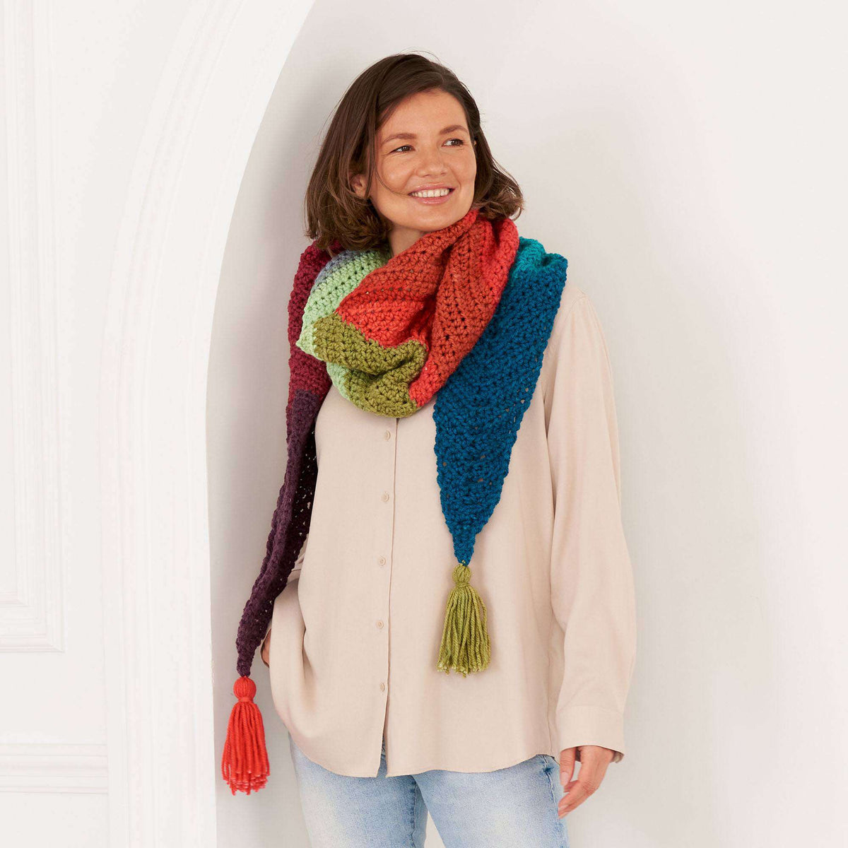 Crochet Scarf made in Caron Colorama O'Go yarn