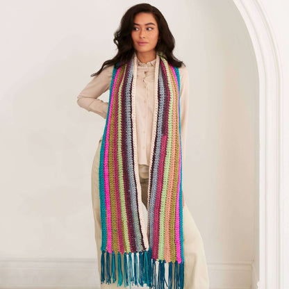 Caron Horizontal Stripes Crochet Scarf Single Size