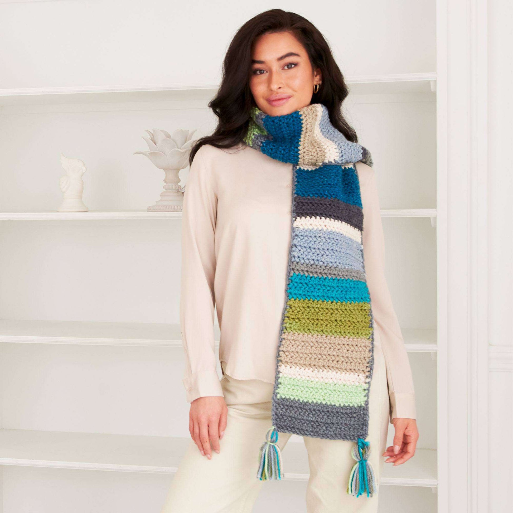 Caron Varied Stripes Crochet Scarf