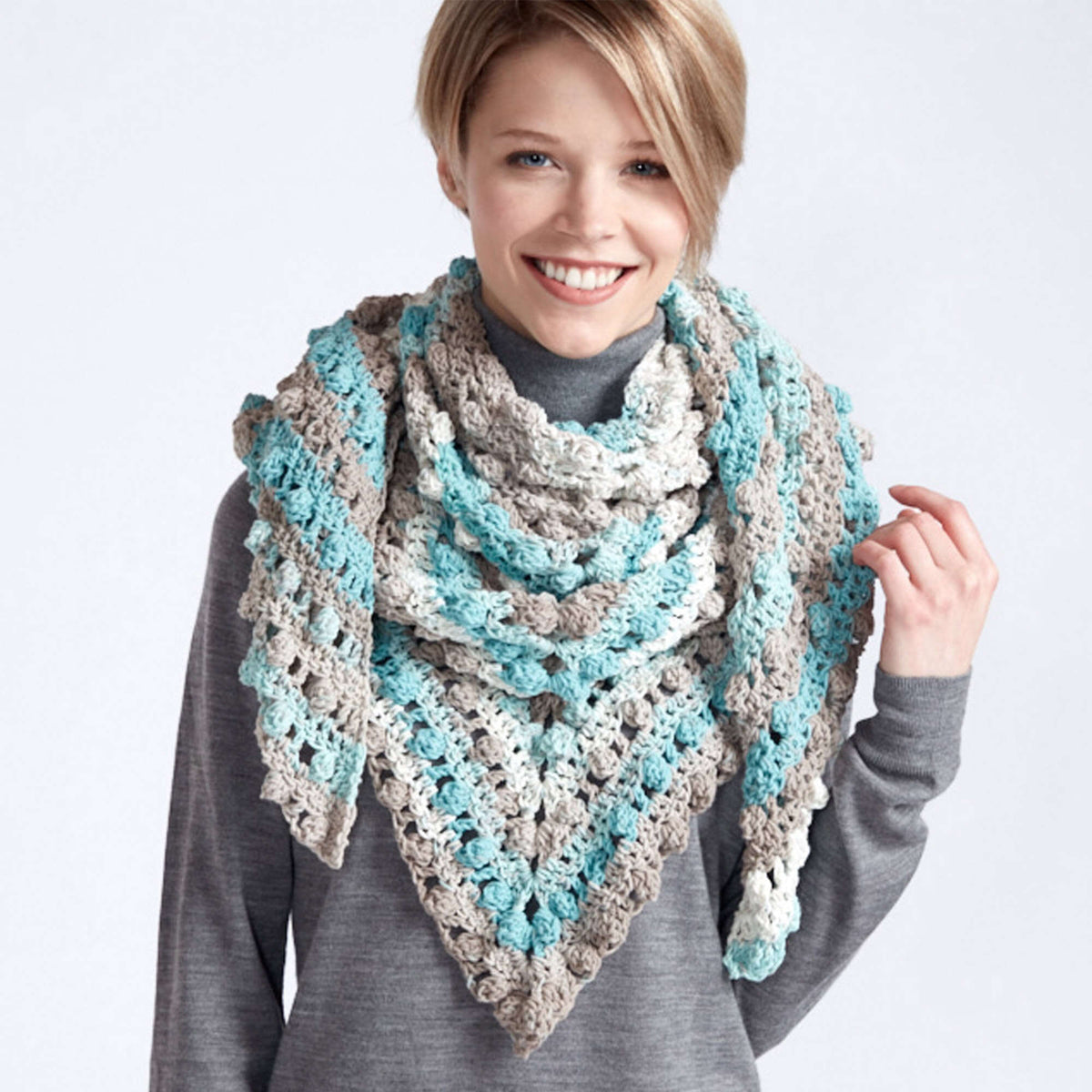 Crochet Shawl made in Caron Cotton Cakes yarn