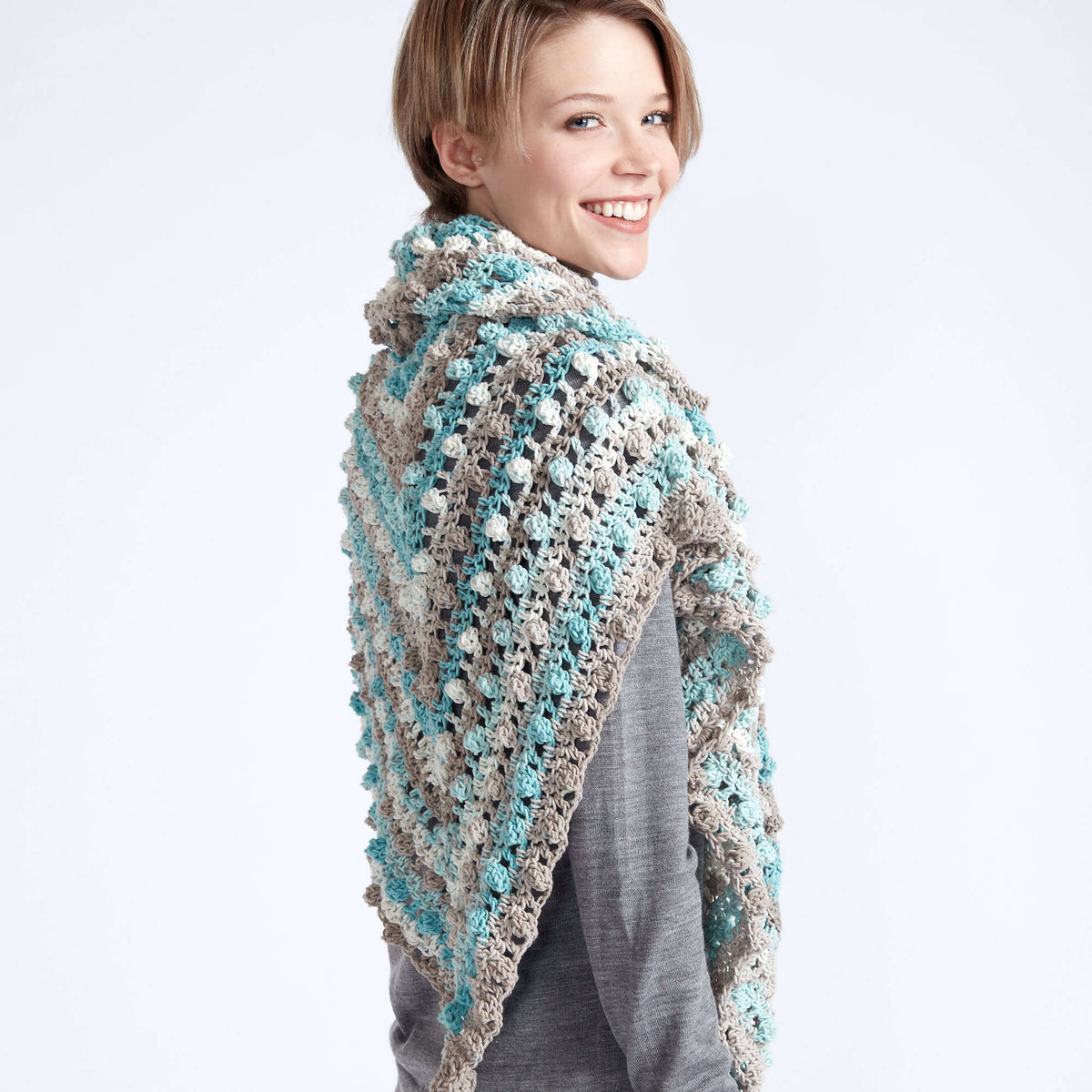 Crochet Shawl made in Caron Cotton Cakes yarn