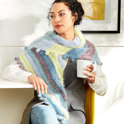 Caron Crochet Bobble Fringe Shawl Single Size