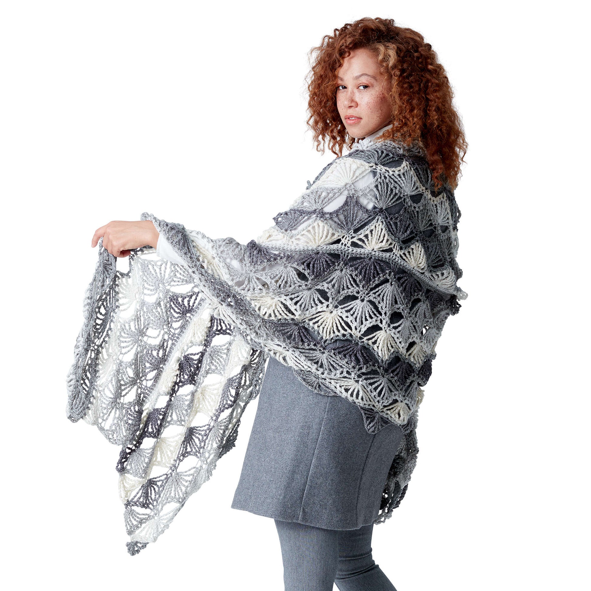 Free Caron Fan Shells Crochet Shawl Pattern