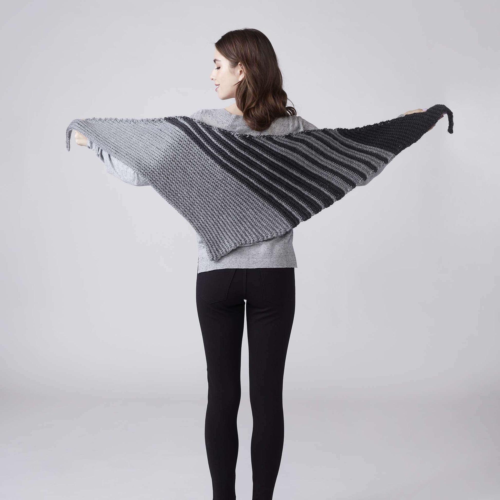 Caron Grays On A Bias Crochet Shawl Single Size