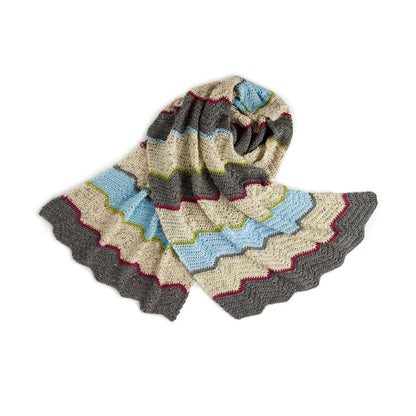 Caron Leaning Zig Zags Crochet Shawl Single Size