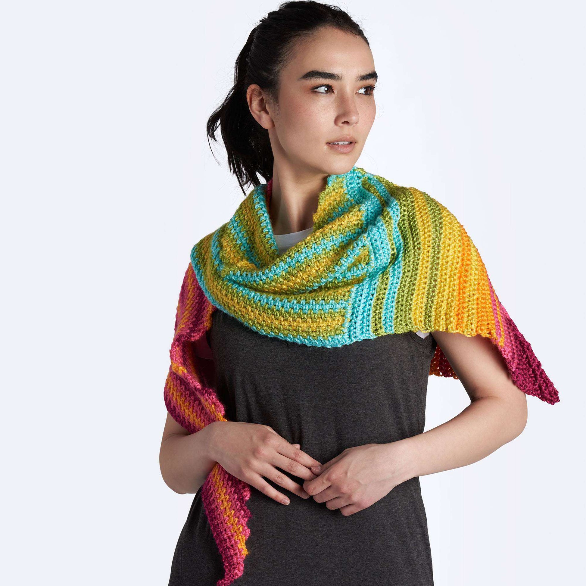 Free Caron Crochet Mitered Ridges Shawl Pattern