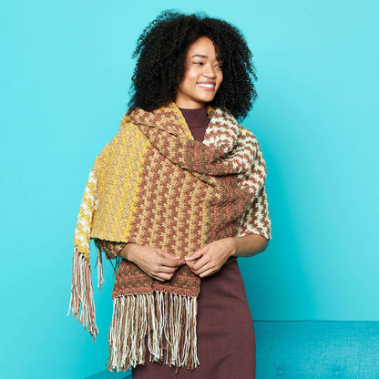 Caron Color Weave Crochet Shawl Single Size