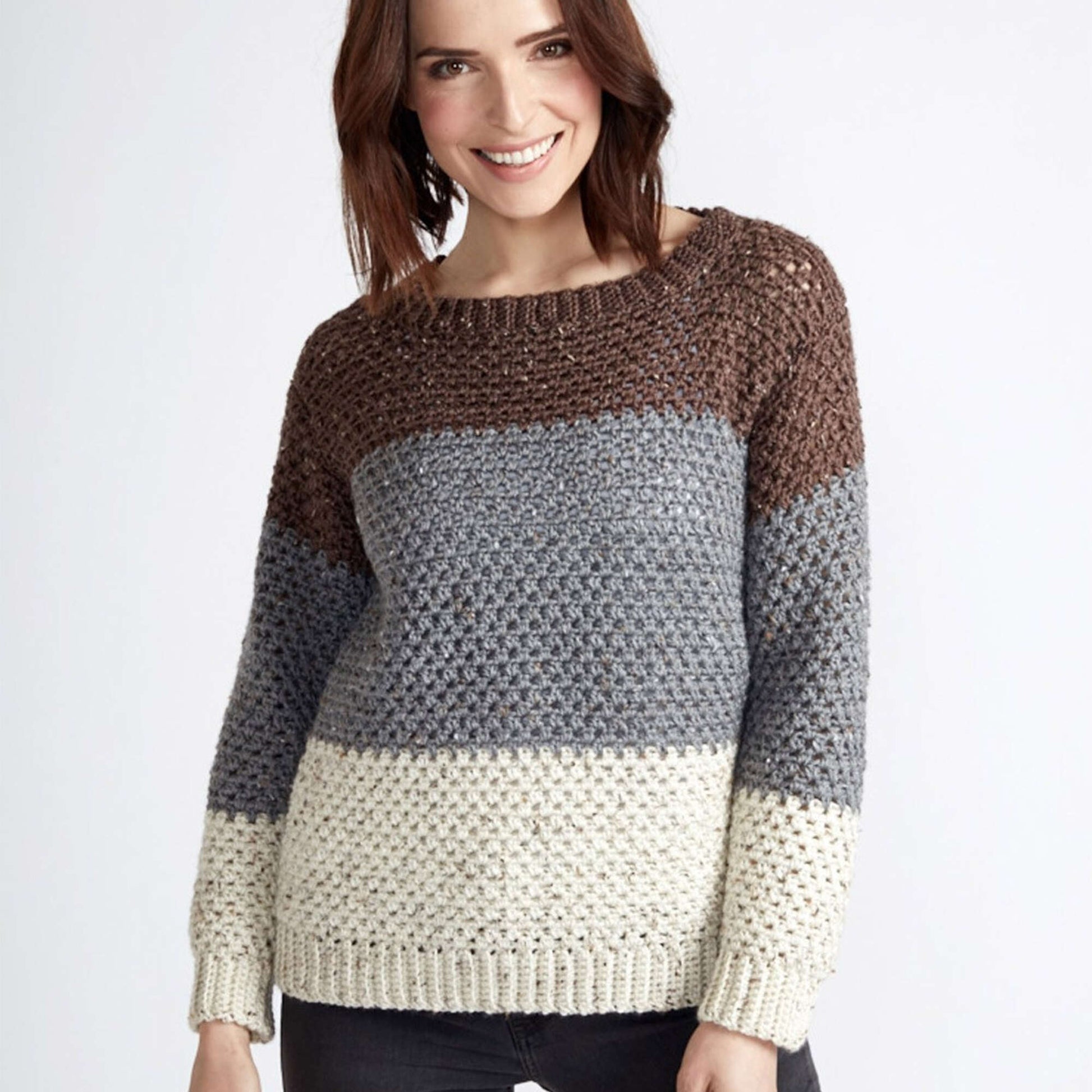 Free Caron Stepping Stones Crochet Pullover Pattern