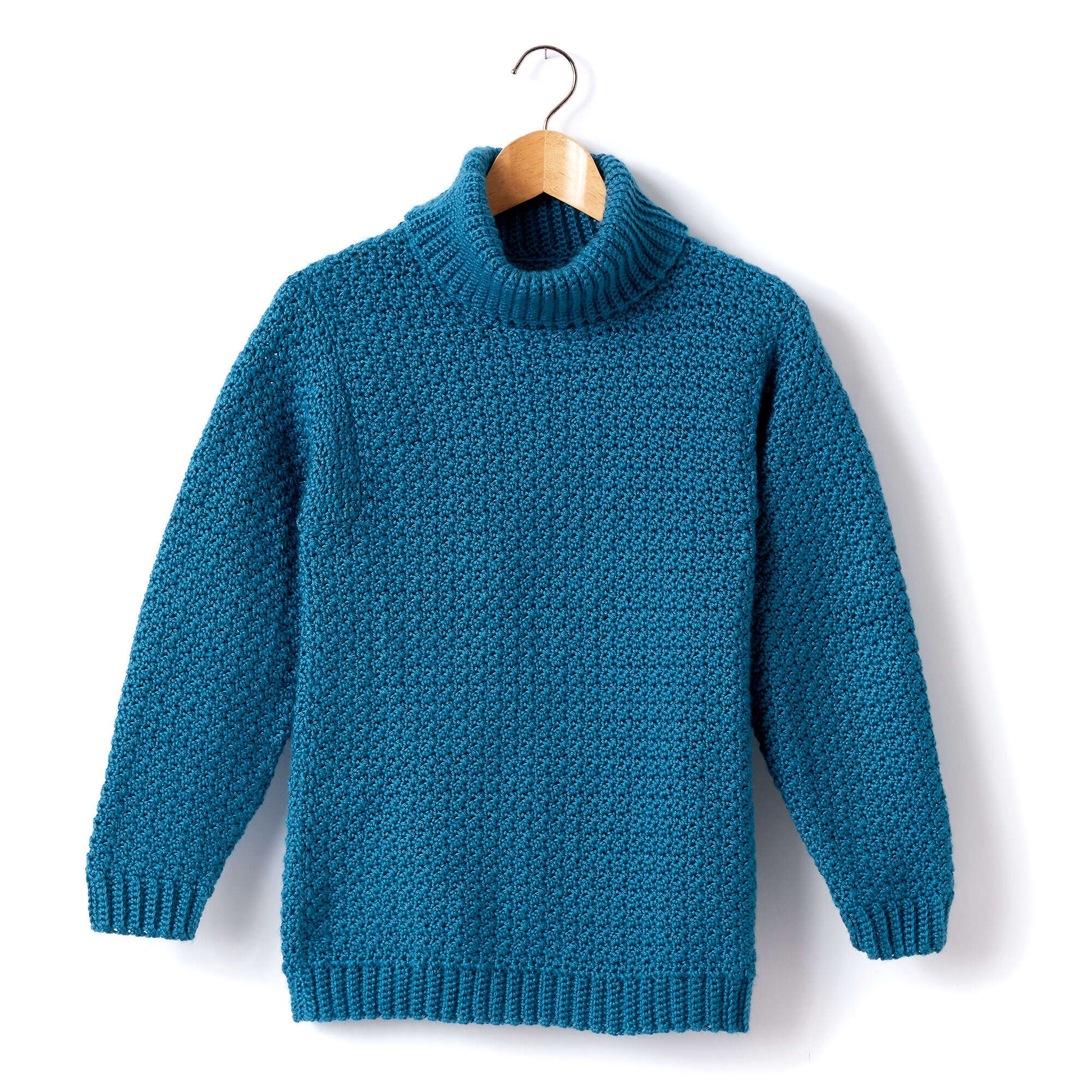 Free Caron Adult Crochet Turtleneck Pullover Pattern