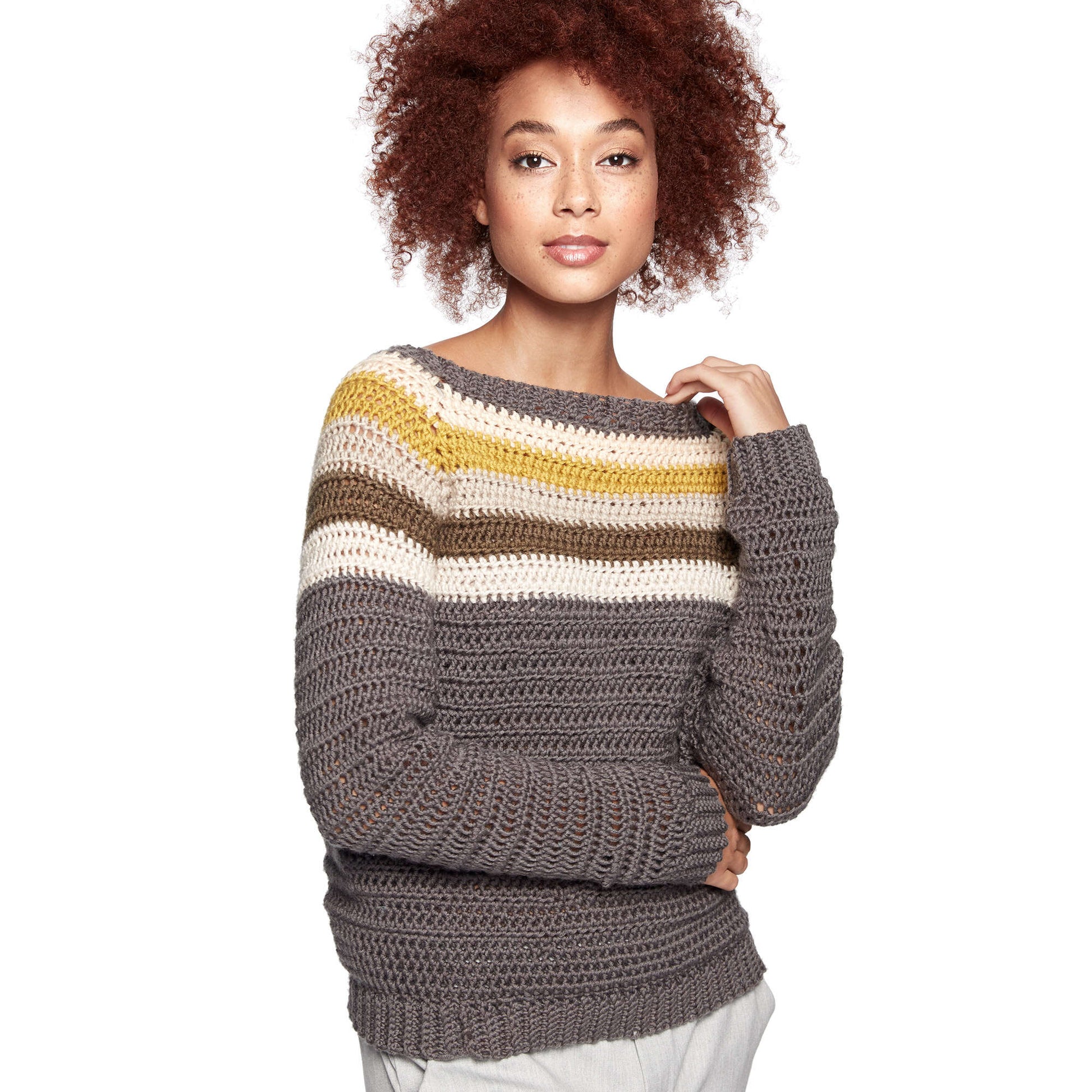 Free Caron X Pantone Crochet Colorwork Raglan Sweater Pattern