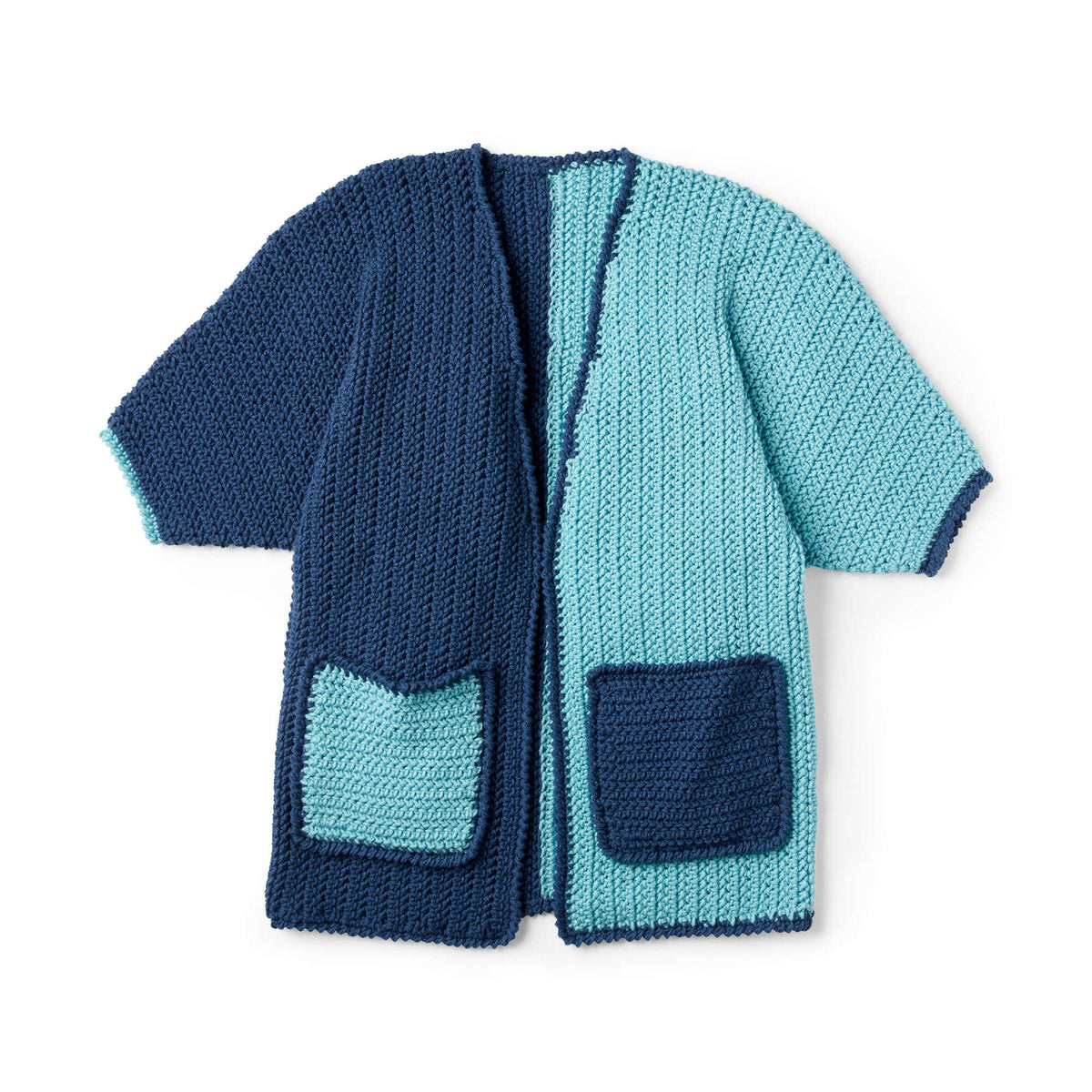 Free Caron Color Block Cardigan Crochet Pattern | Yarnspirations display picture 1