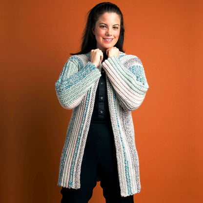 Caron Marble Cakes Ribbed Crochet Cardigan M